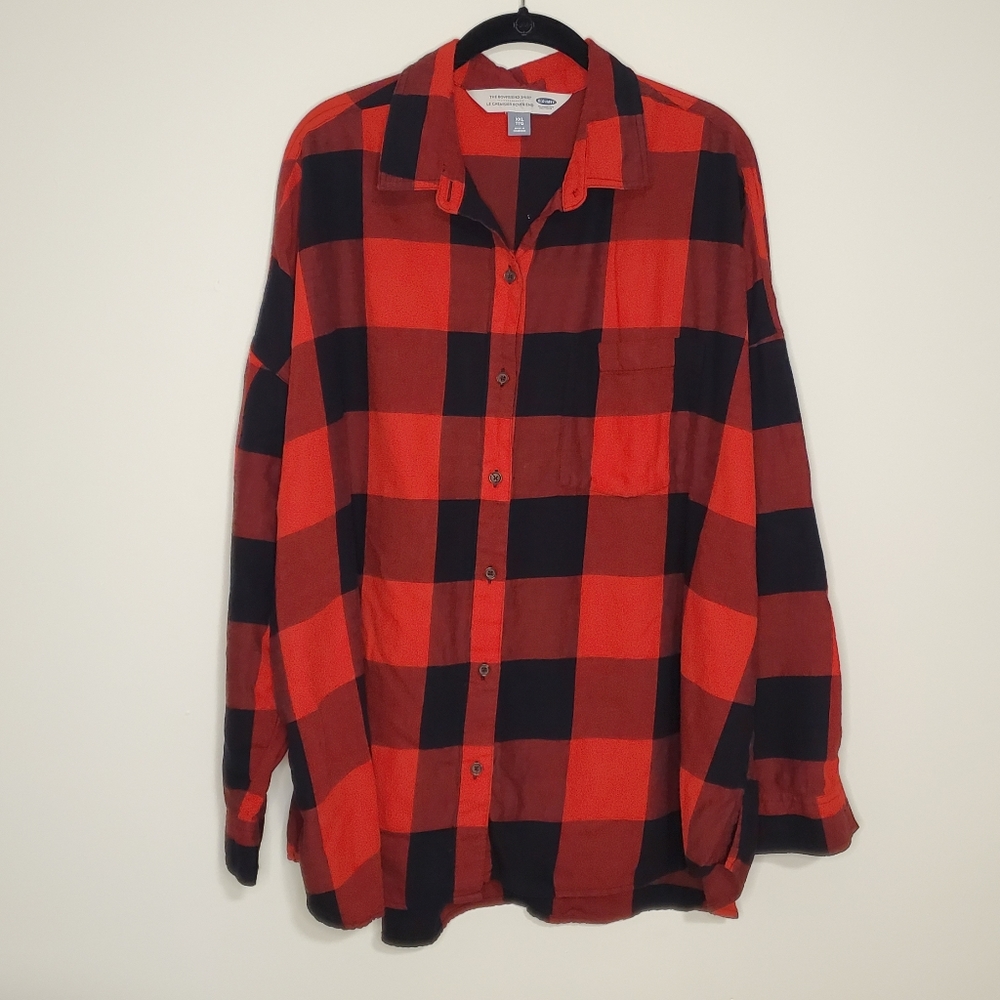 Old Navy Buffalo check flannel boyfriend shirt XXL